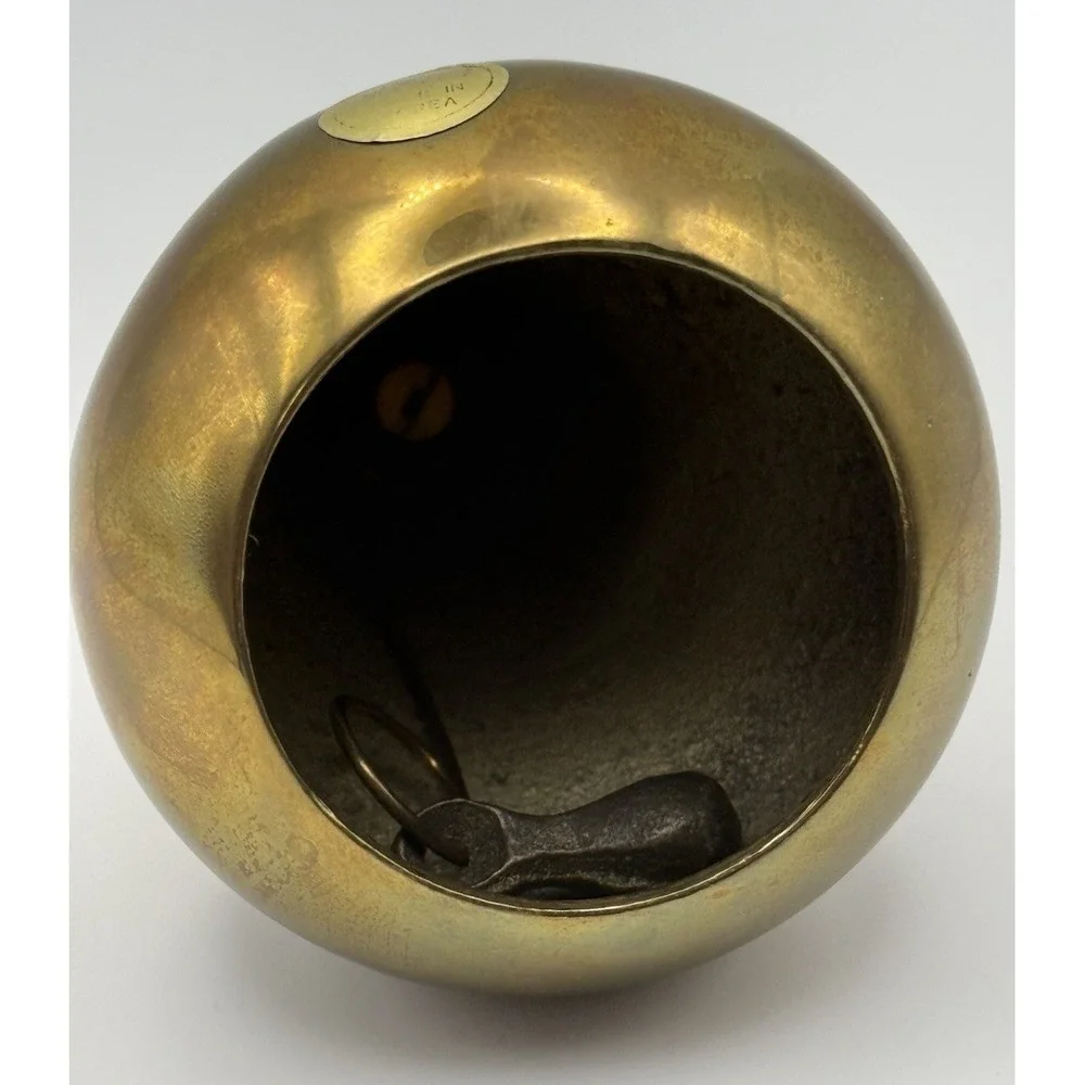 Vintage Solid Brass Pear Figurine Bell Paperweight Leaf & Stem Made Korea MCM